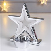 Сувенир-подсвечник Двойная звезда керамика серебро 12,8*7,8*12,3см 6343215
