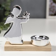 Сувенир-подсвечник Ангел со звездой керамика, дерево серебро 13*4,2*13,5см 4822416