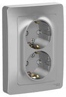 Розетка WESSEN BLNRS001123 С/У двойная с/з со шторк. 16А, 250В, алюминий