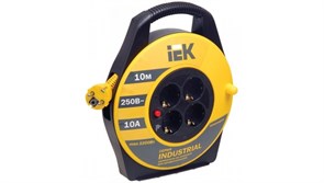 Катушка ИЭК Industrial УК10 с т/з 4 места 2Р+PЕ/10м 3*1,0мм2 WKP14-10-04-10