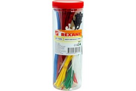 Набор REXANT хомутов-стяжек нейлоновых 100, 200мм, цветные, НХ-2, тубус 300шт 07-7202