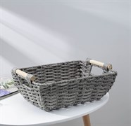 Корзина Лоза для хранения, плетеная, с ручками, 38*27*14см, серый 7086141