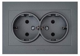 Розетка OVIVO GRANO 2-я с/з дымчатый 400-110300-907