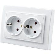 Розетка VISION двойная, с/з, белая 600-0200-907