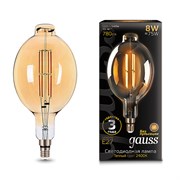 Лампа GAUSS LED Filament BT180 8W 780Lm 2400К Е27 golden straight 151802008