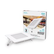 Светильник светодиодный Gauss встраиваемый ультратонкий квадратный IP20 6W 4100K1/20 940111206