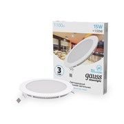Светильник светодиодный Gauss встраиваемый ультратонкий круглый IP20 15W 4100K 1/20 939111215