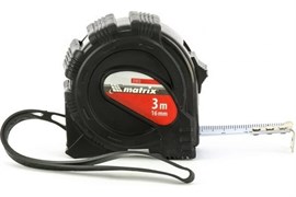Рулетка MATRIX Black 3м*16мм обрезин корпус 31013
