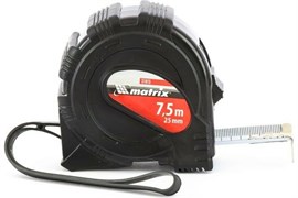 Рулетка MATRIX Black 5-7,5м*25мм обрезин корпус 31015