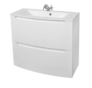 Тумба для ванной комнаты HeadWay 70 консольная NEW White Gloss с умывальником EAST 70см