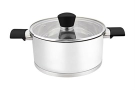 Кастрюля MALLONY Gourmet из нержавеющей стали, с крышкой из жаропрочного стекла 5л 007961