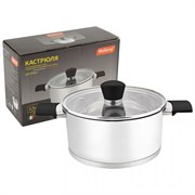 Кастрюля MALLONY Gourmet из нержавеющей стали, с крышкой из жаропрочного стекла 2,5л 007958