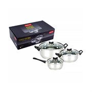 Набор MALLONY BAKS-SET-6 из нержавеющей стали: две кастрюли 2/2,8л+ковш 1,4л, с крышками 981055