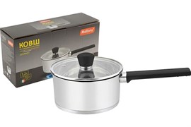 Ковш MALLONY Gourmet из нержавеющей стали, крышка-жаропрочное стекло, ручка-силикон 1,2л 007957