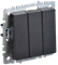 Выключатель BRITE 3-кл. 10А черный BR-V30-0-10-K02 - фото 145037