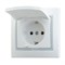 Розетка MIRA с/з с крышкой керамика белый с серой вставкой 701-0215-123 - фото 44816
