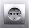 Розетка MONO  с/з механизм+кр Metallic Silver - фото 45066